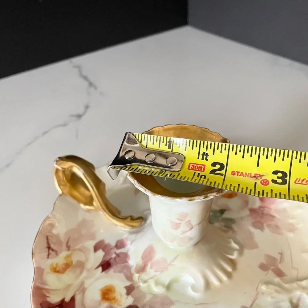Floral & Gold Candle Holder with Handle - J.P. Limoges